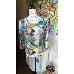 A000 vintage 90s Y2K Picasso faces shirt